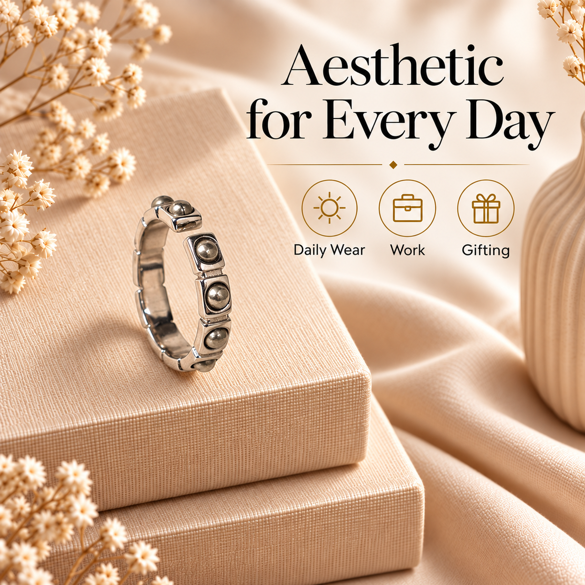 Pyrite Stud Ring