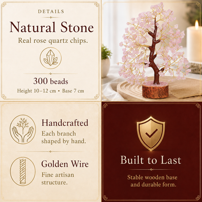 Buy Rose Quartz Crystal Tree with Golden Wire