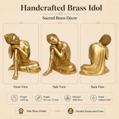 Handcrafted Brass Resting Buddha Idol
