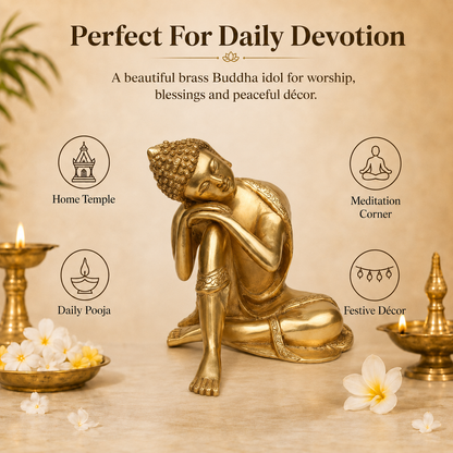 Handcrafted Brass Resting Buddha Idol