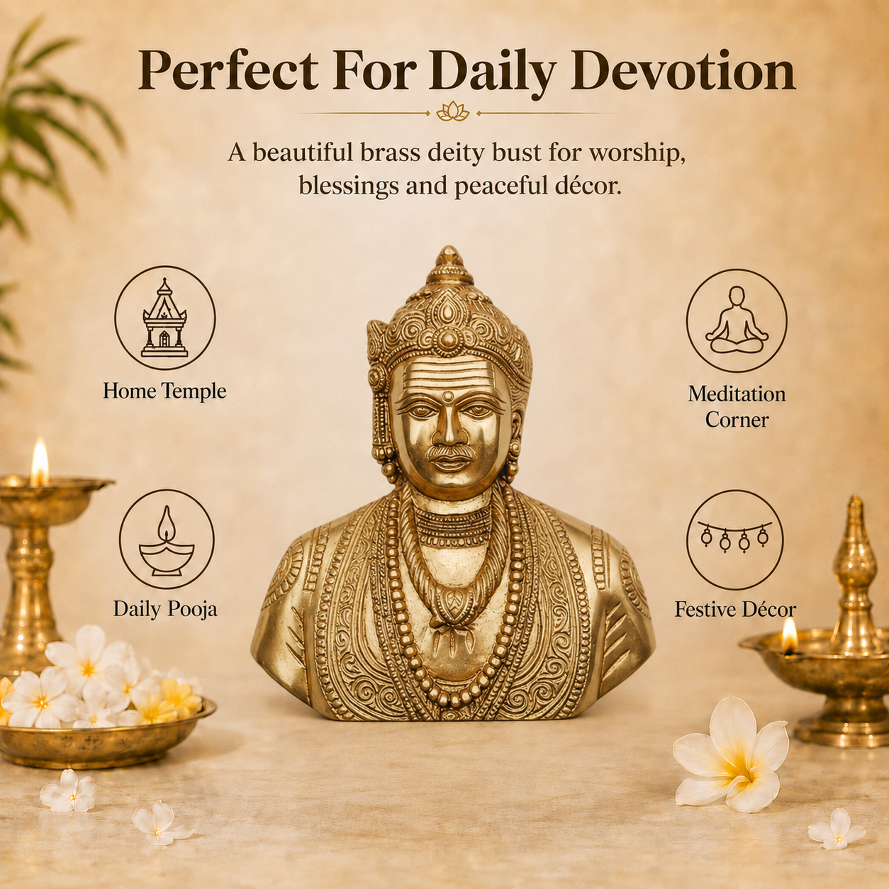 Handcrafted Brass Lord Shiva Bust