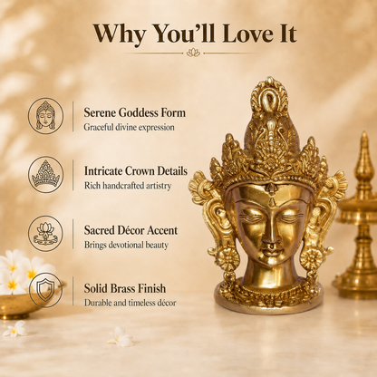 Handcrafted Brass Goddess Face Idol