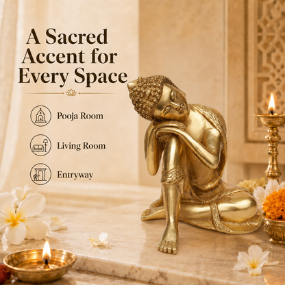 Handcrafted Brass Resting Buddha Idol