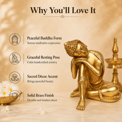 Handcrafted Brass Resting Buddha Idol