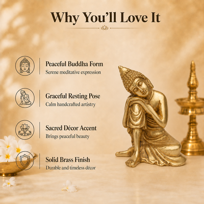 Handcrafted Brass Resting Buddha Idol