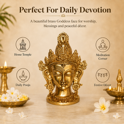 Handcrafted Brass Goddess Face Idol