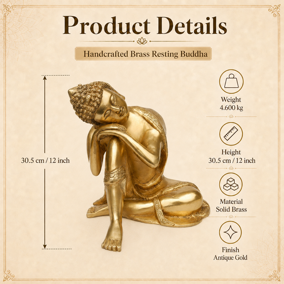 Handcrafted Brass Resting Buddha Idol