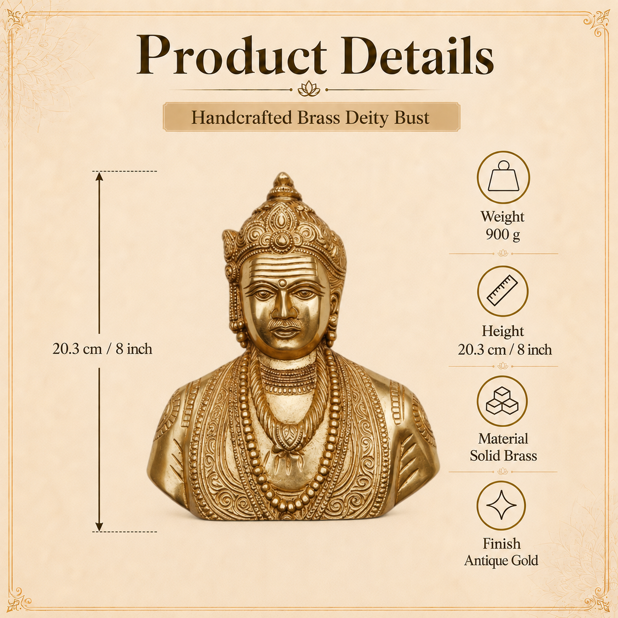 Handcrafted Brass Lord Shiva Bust