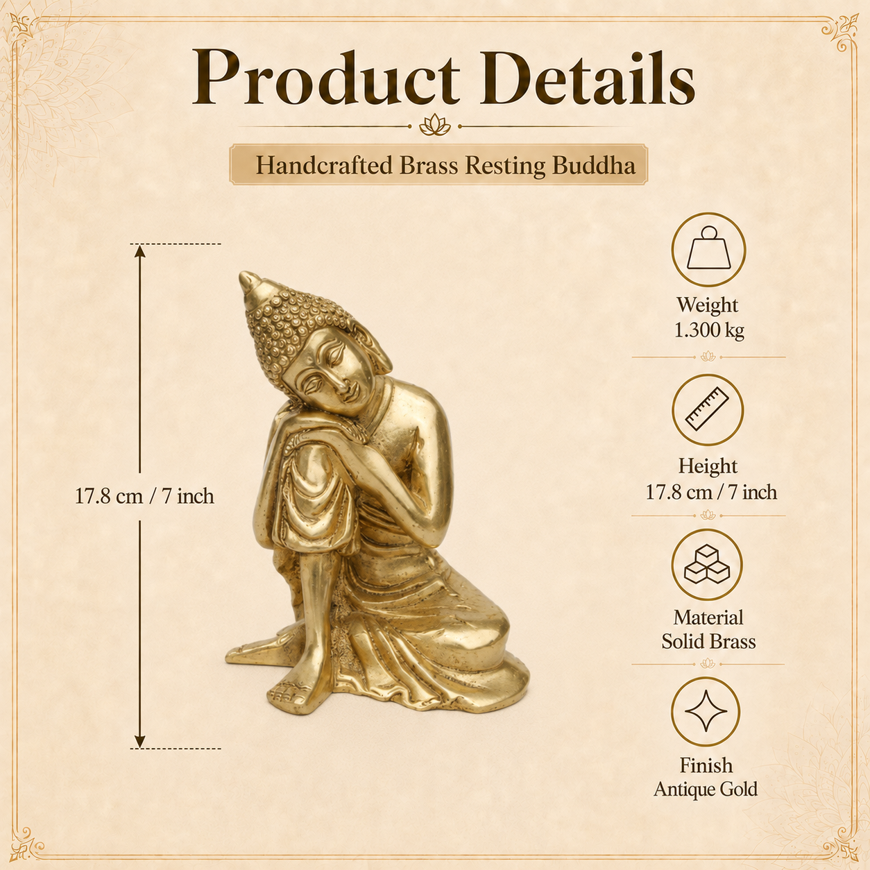 Handcrafted Brass Resting Buddha Idol