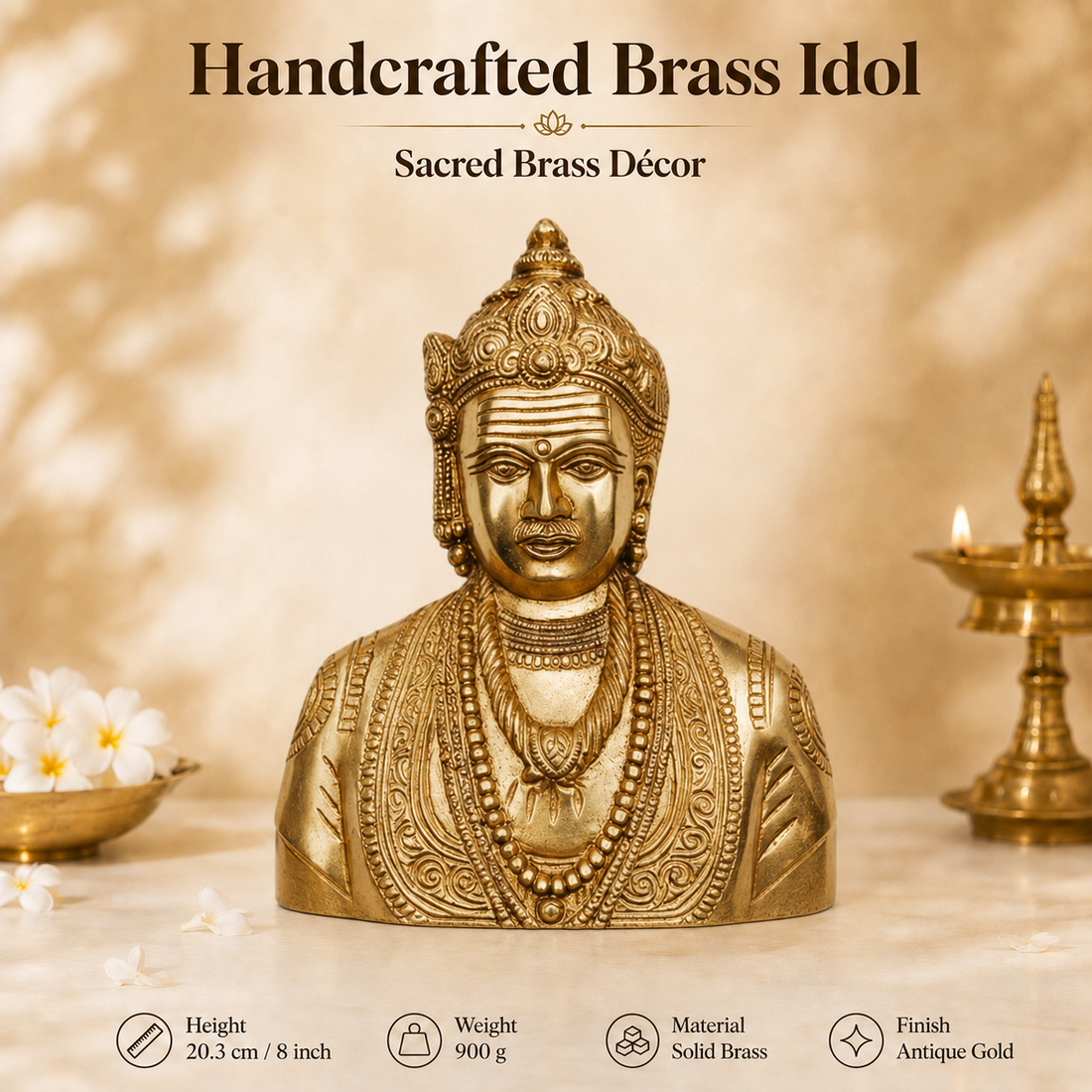 Handcrafted Brass Lord Shiva Bust