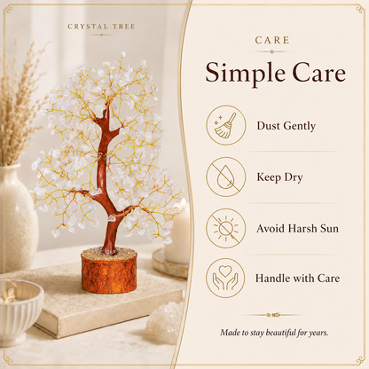 Buy Clear Quartz Crystal Wooden Tree With Golden Wire