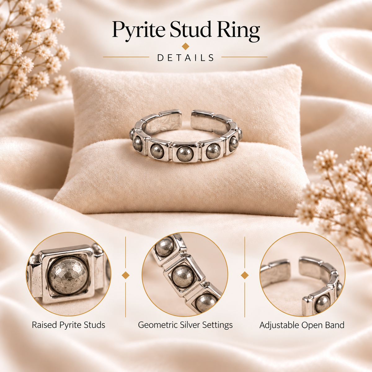 Pyrite Stud Ring