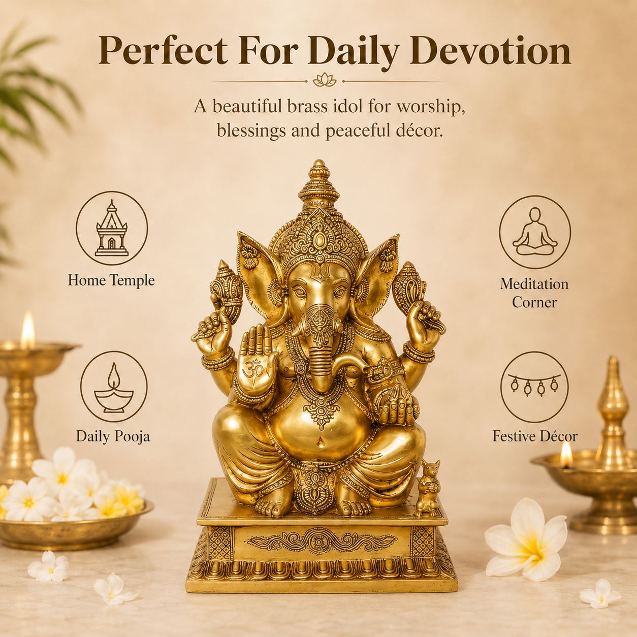 Handcrafted Brass Ganesha Idol