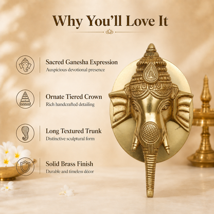 Handcrafted Brass Ganesha Face Wall Decor