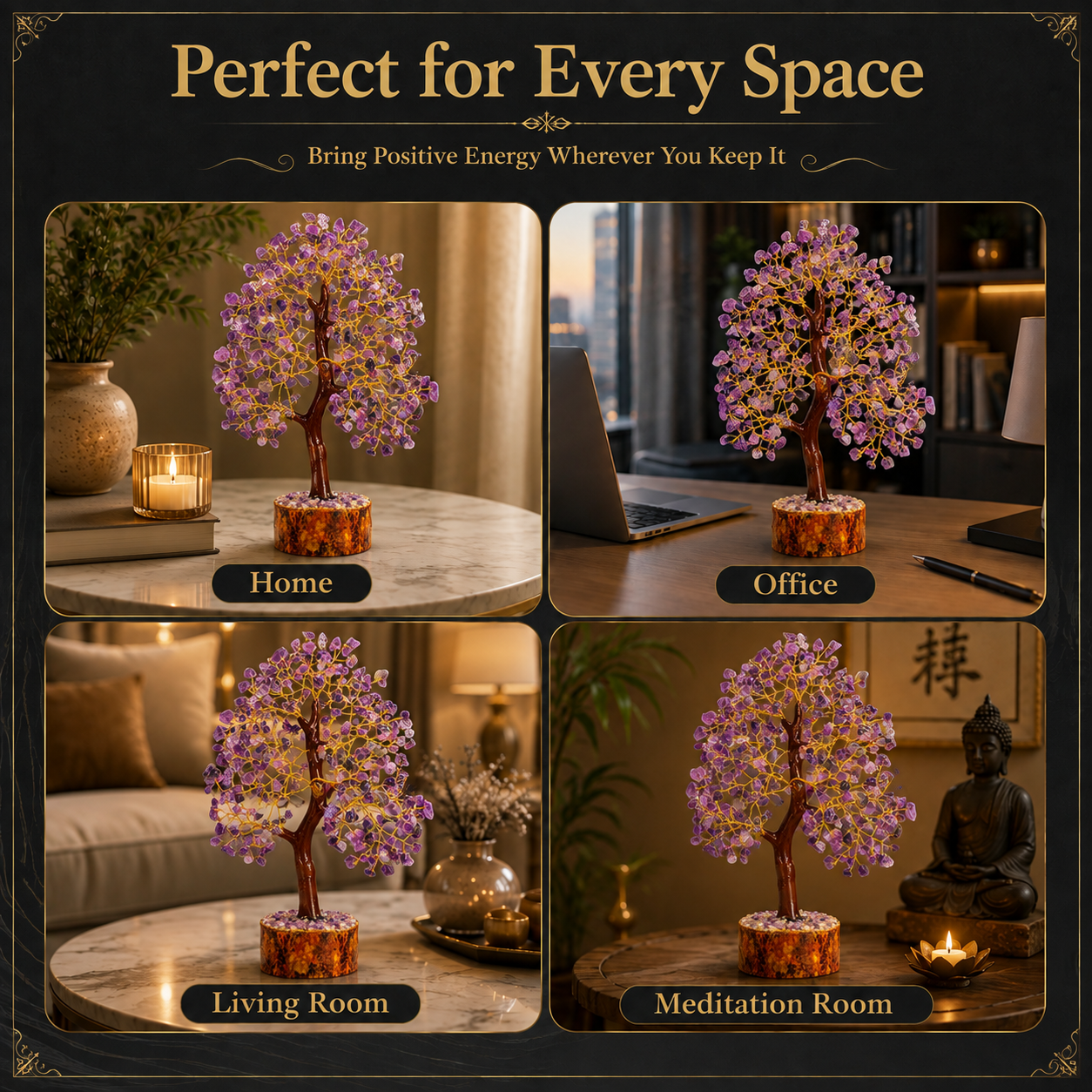 Amethyst Crystal Tree for Home, Office and Meditation