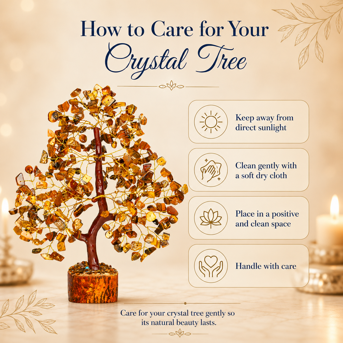 Tiger Eye Crystal Tree Decor – Natural Gemstone Bonsai Gift