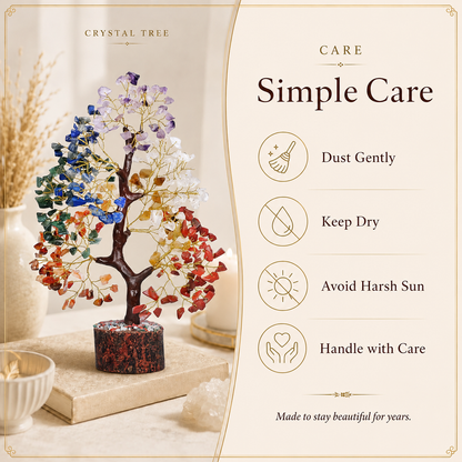 Shop Seven Chakra Crystal Wooden Tree With Golden Wire