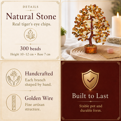 Tiger’s Eye Crystal Tree with Golden Wire
