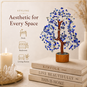 Lapis Lazuli Crystal Wooden Tree With Silver Wire