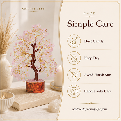 Buy Rose Quartz Crystal Tree with Golden Wire