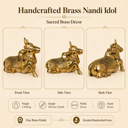Handcrafted Brass Nandi Idol