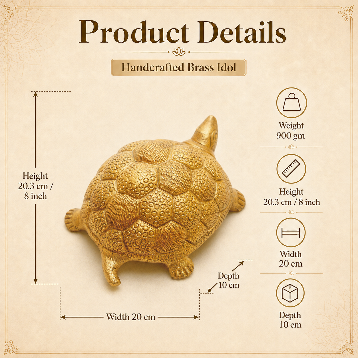 Handcrafted Brass Tortoise Idol