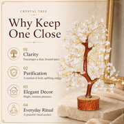 Buy Clear Quartz Crystal Wooden Tree With Golden Wire