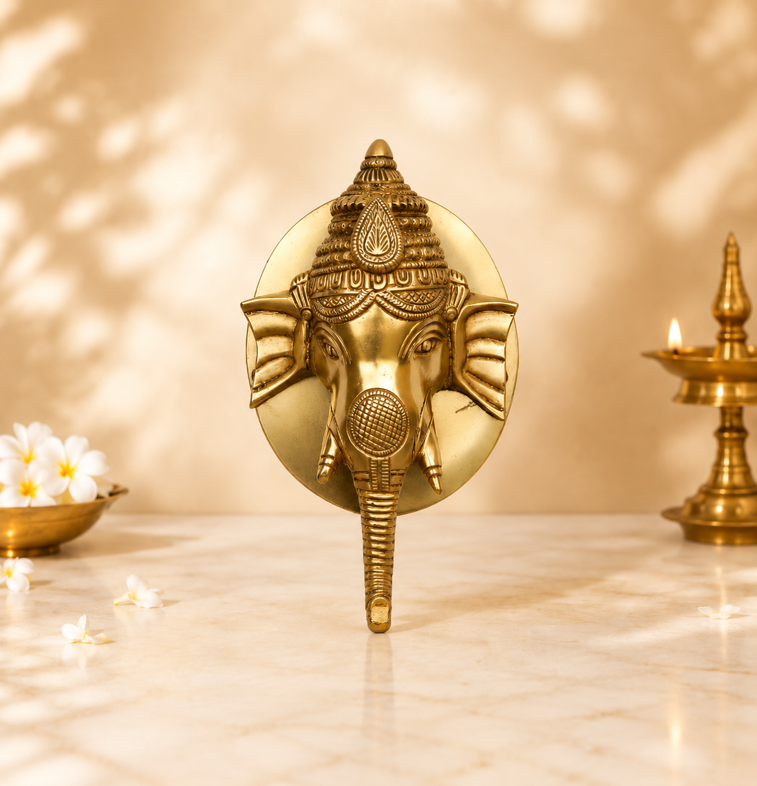Handcrafted Brass Ganesha Face Wall Decor