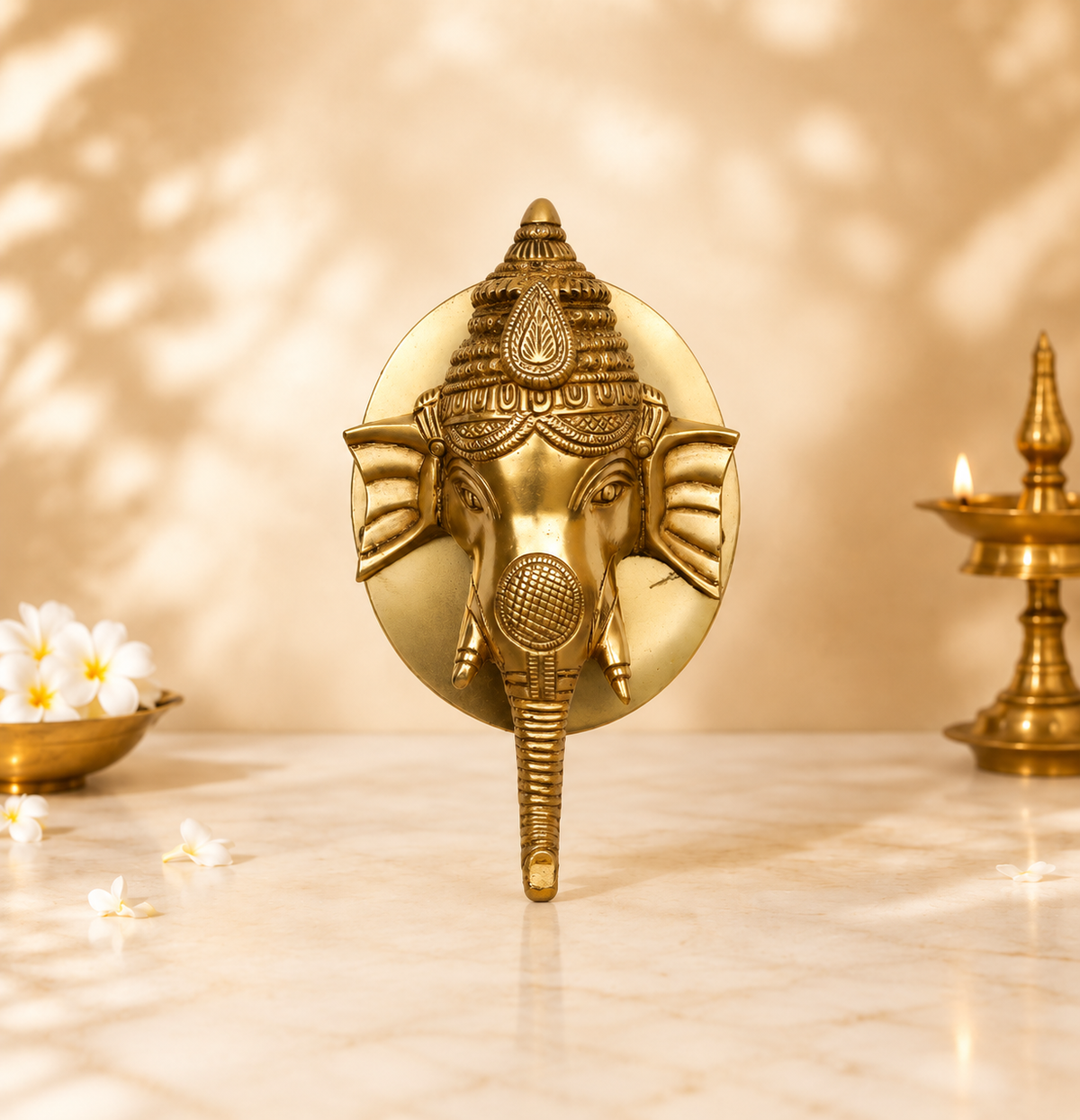 Handcrafted Brass Ganesha Face Wall Decor