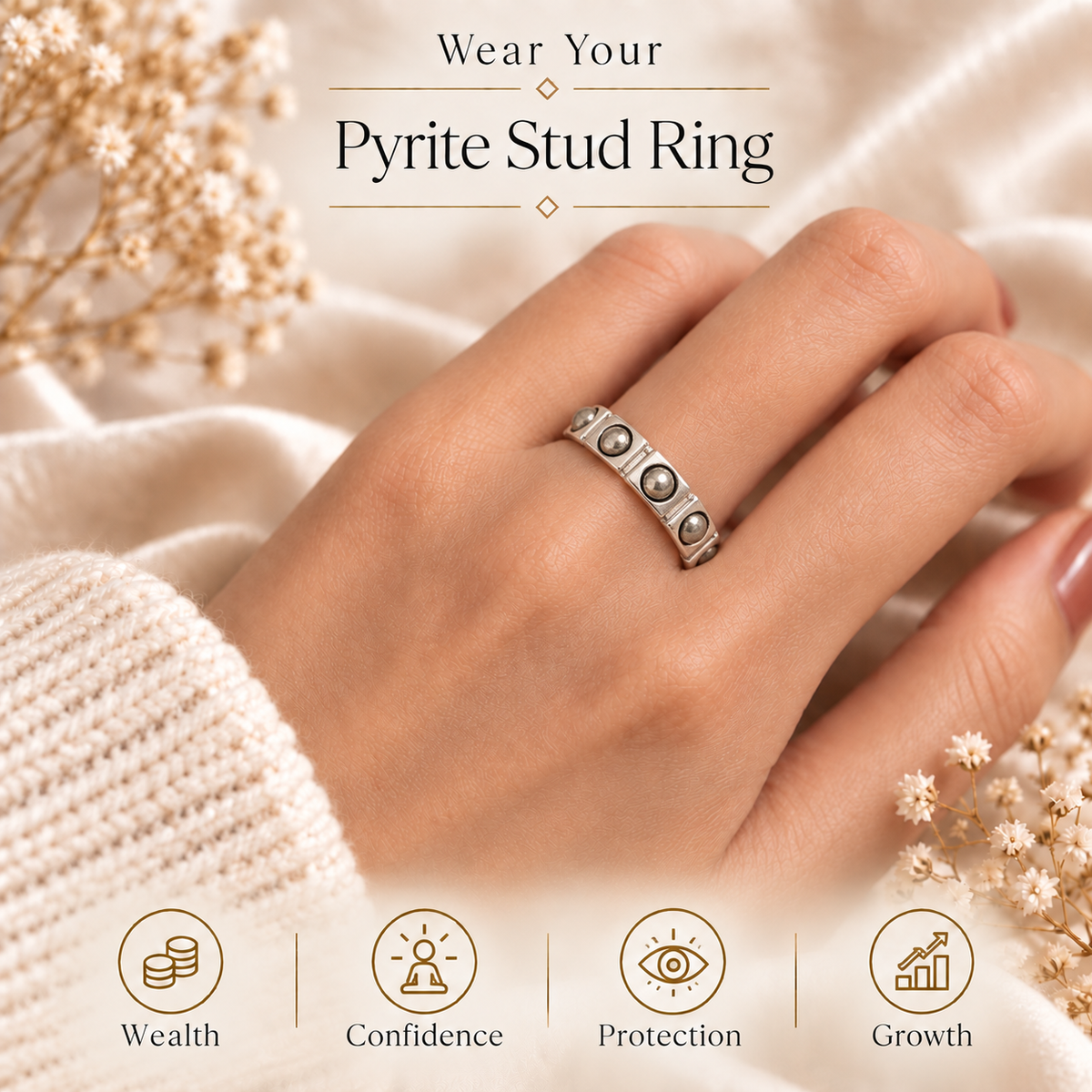Pyrite Stud Ring
