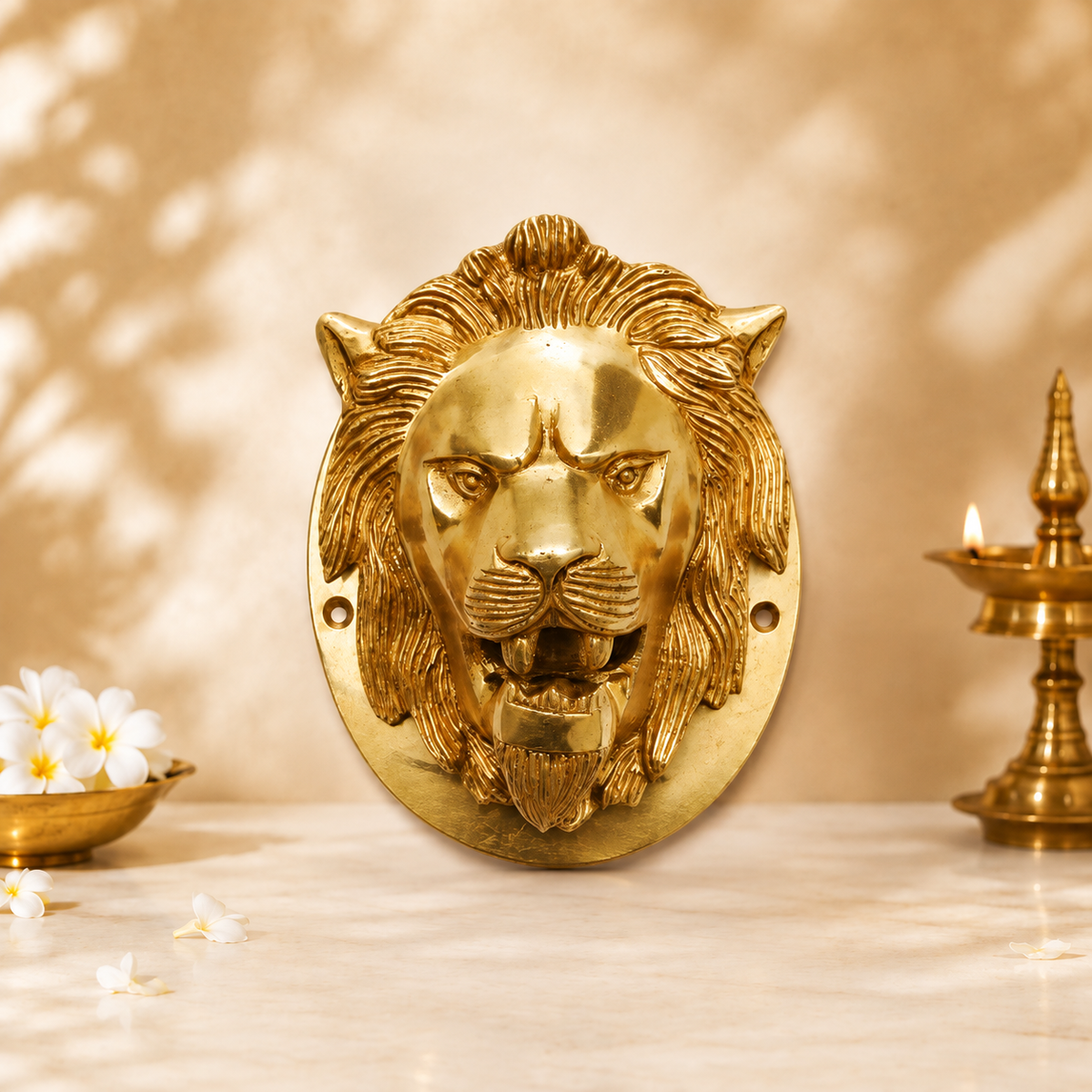 Handcrafted Brass Lion Head Wall Decor