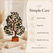 Black Tourmaline Wooden Tree With Golden Wire