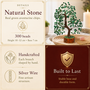 Buy Green Aventurine Crystal Wooden Tree With Silver Wire