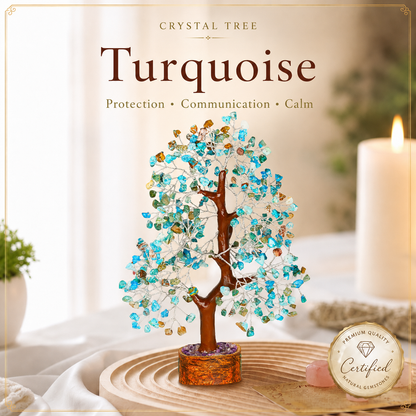 Turquoise Crystal Tree With Silver Wire