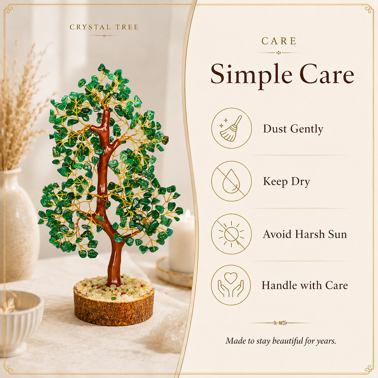 Shop Green Aventurine Crystal Wooden Tree With Golden Wire