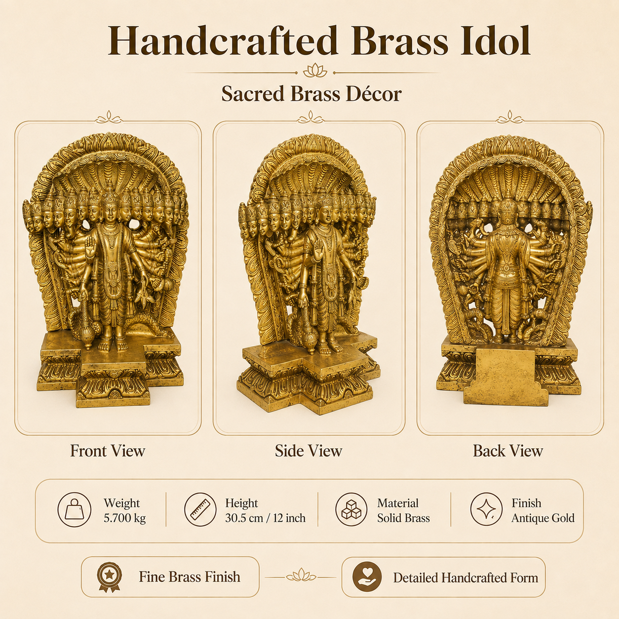 Handcrafted Brass Vishwaroopa Idol