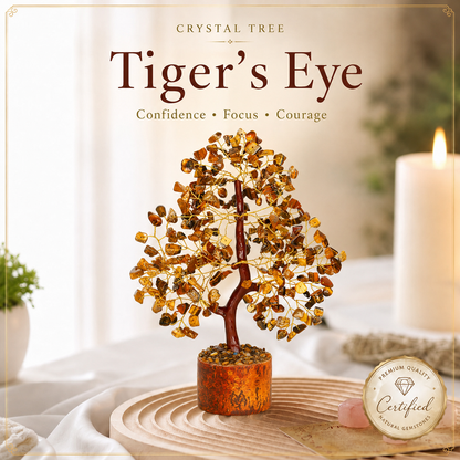 Tiger’s Eye Crystal Tree with Golden Wire