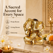 Brass Ganesha Idol - 8 inch