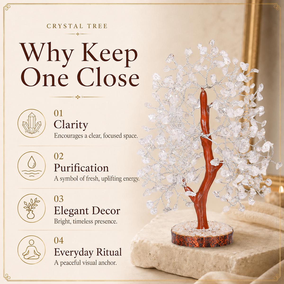Shop Clear Quartz Crystal Wooden Tree with Silver Wire