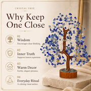 Lapis Lazuli Crystal Wooden Tree With Silver Wire