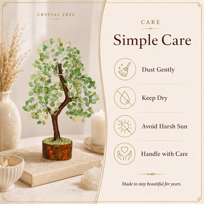 Buy Green Jade Crystal Wooden Tree With Silver Wire