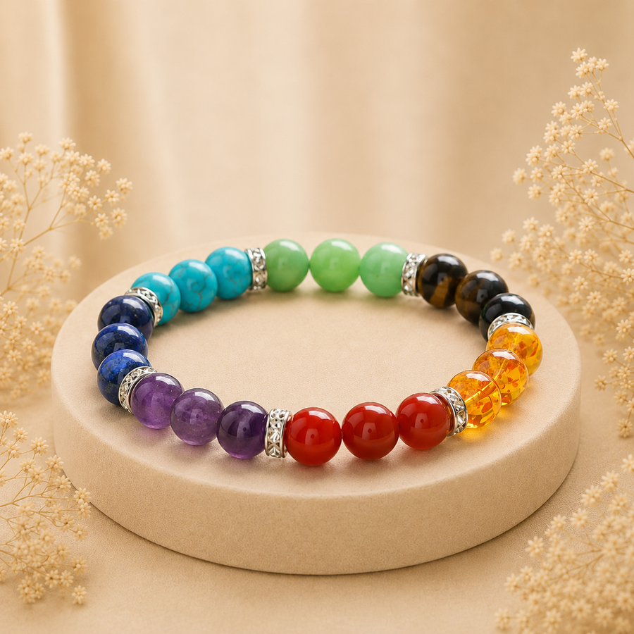 Seven Chakra Certified Healing Crystal Bracelet