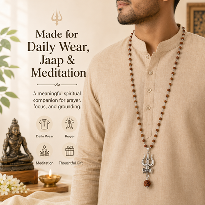 Shiv Rudraksha Mala with Trishul Damru Pendant