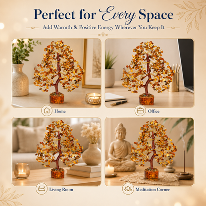 Tiger Eye Crystal Tree Decor – Natural Gemstone Bonsai Gift