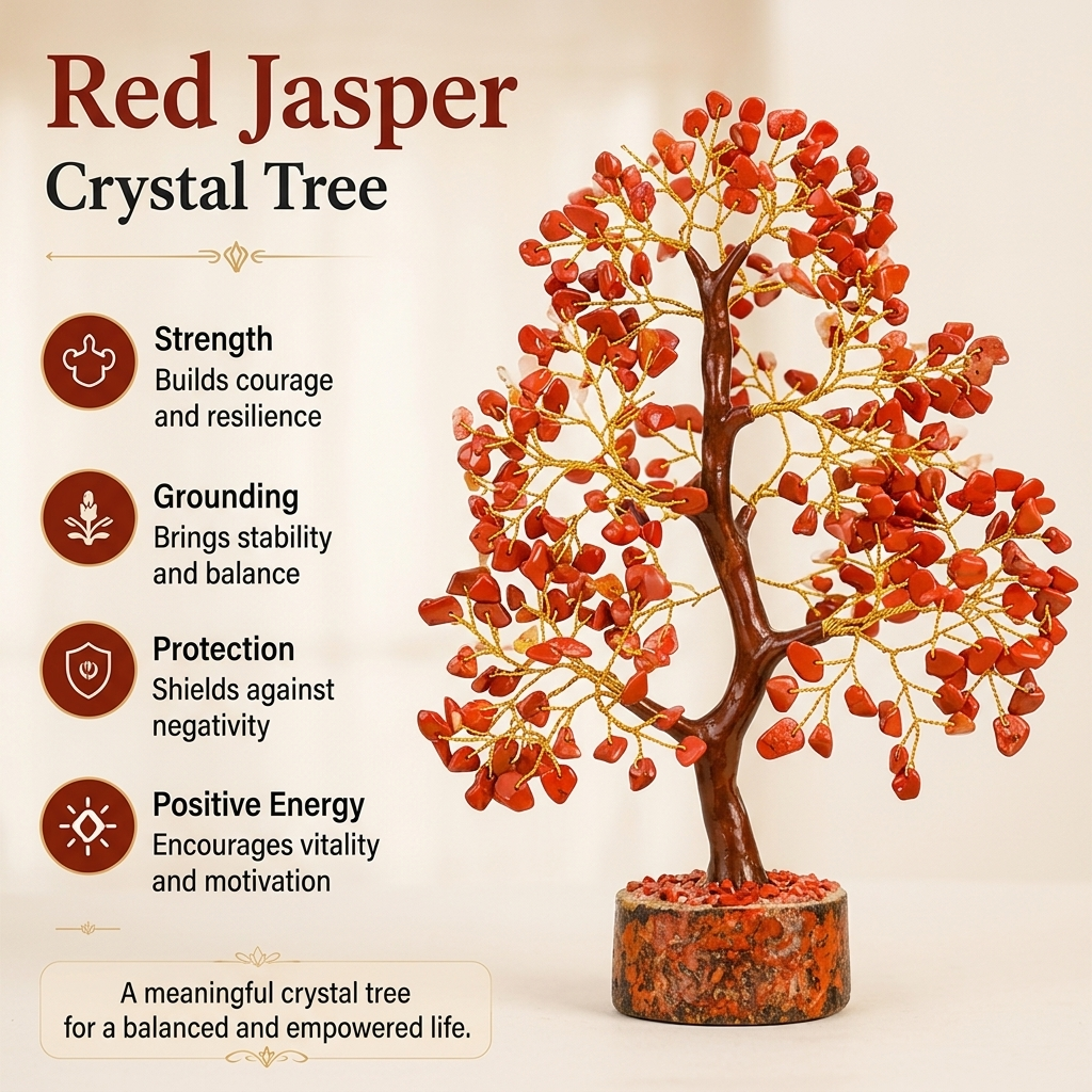 Red Jasper golden wire crystal tree