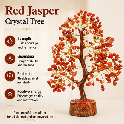 Red Jasper golden wire crystal tree