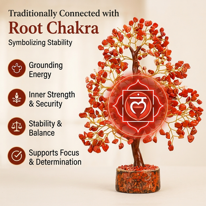 Red Jasper golden wire crystal tree