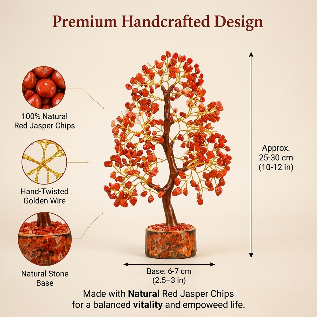 Red Jasper golden wire crystal tree