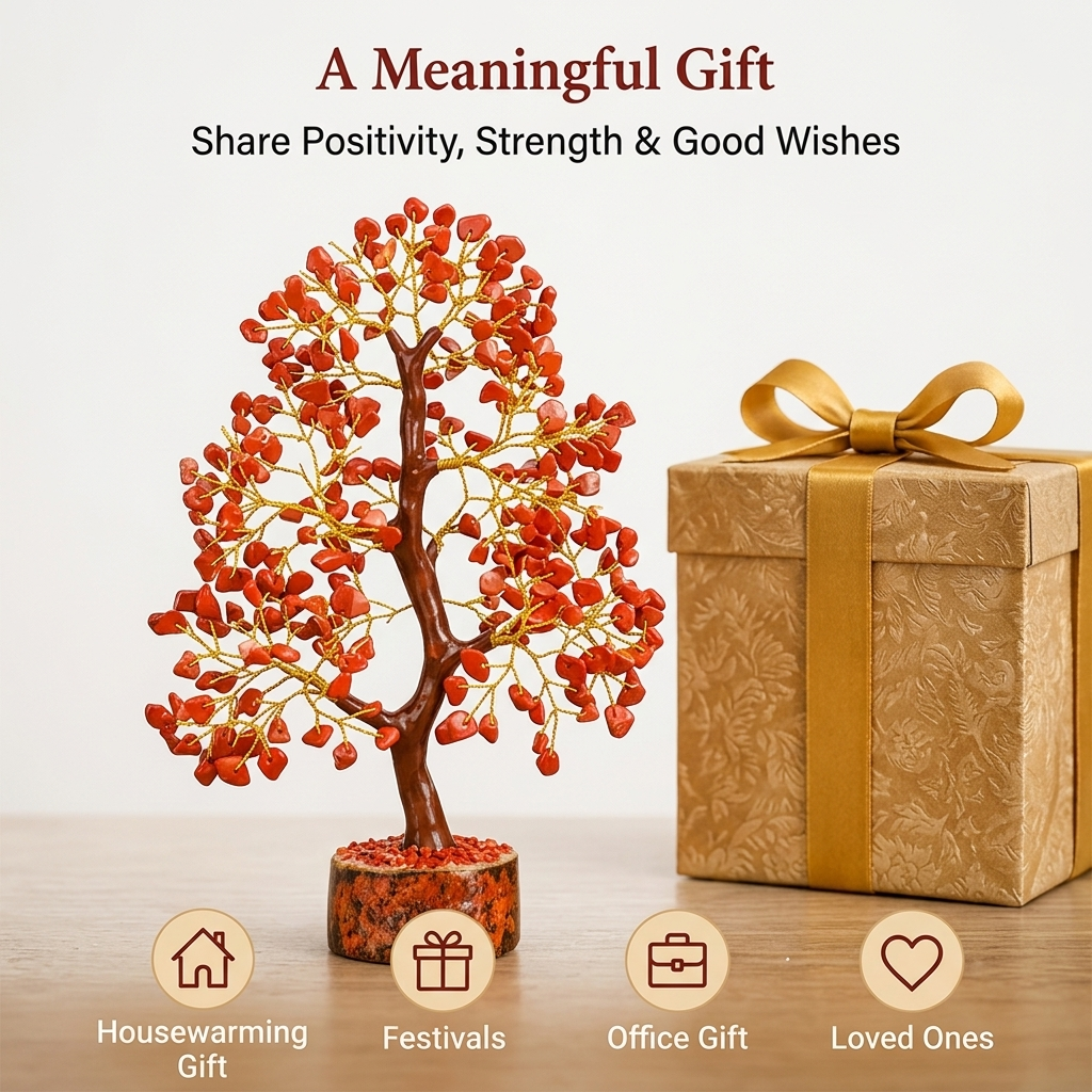 Red Jasper golden wire crystal tree