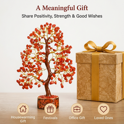 Red Jasper golden wire crystal tree